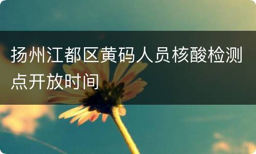 扬州江都区黄码人员核酸检测点开放时间