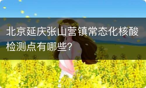 北京延庆张山营镇常态化核酸检测点有哪些？
