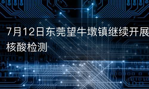 7月12日东莞望牛墩镇继续开展核酸检测