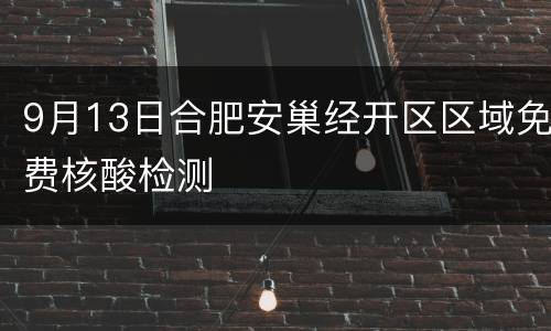 9月13日合肥安巢经开区区域免费核酸检测