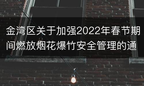 金湾区关于加强2022年春节期间燃放烟花爆竹安全管理的通告