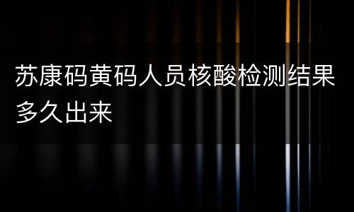 苏康码黄码人员核酸检测结果多久出来