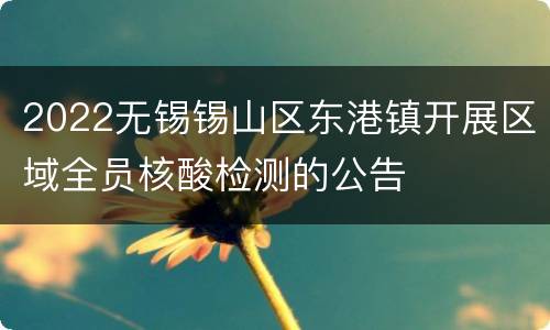 2022无锡锡山区东港镇开展区域全员核酸检测的公告