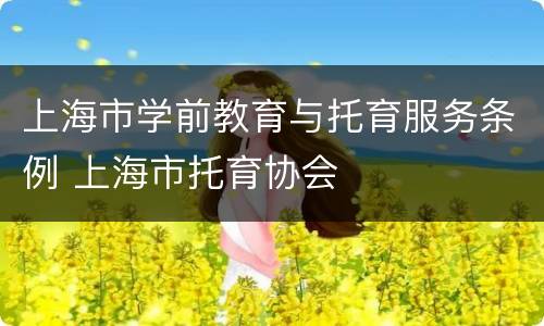 上海市学前教育与托育服务条例 上海市托育协会