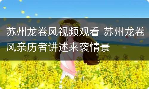 苏州龙卷风视频观看 苏州龙卷风亲历者讲述来袭情景