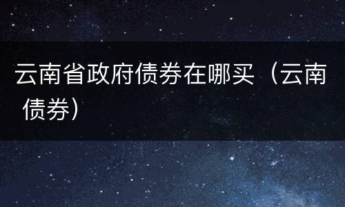 云南省政府债券在哪买（云南 债券）