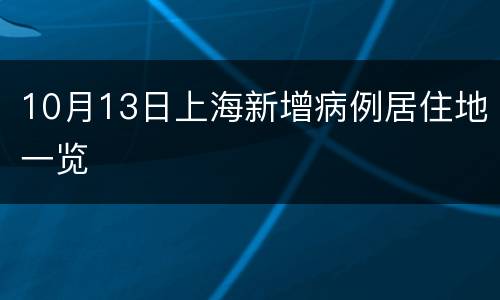 10月13日上海新增病例居住地一览