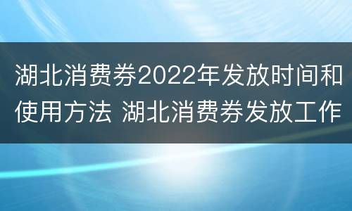 湖北消费券2022年发放时间和使用方法 湖北消费券发放工作专区