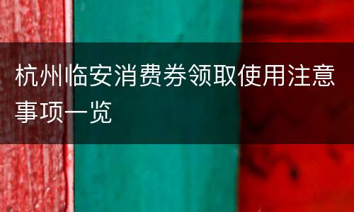 杭州临安消费券领取使用注意事项一览