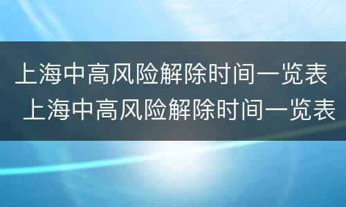 上海中高风险解除时间一览表 上海中高风险解除时间一览表查询