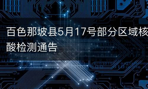 百色那坡县5月17号部分区域核酸检测通告