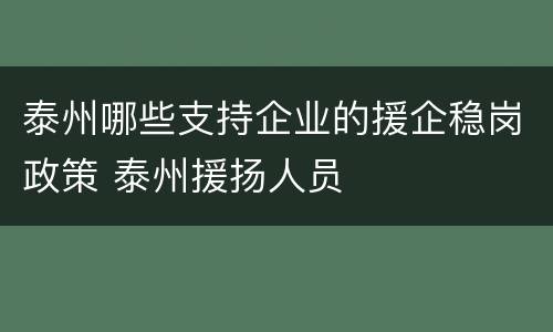 泰州哪些支持企业的援企稳岗政策 泰州援扬人员