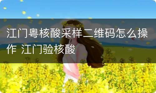 江门粤核酸采样二维码怎么操作 江门验核酸