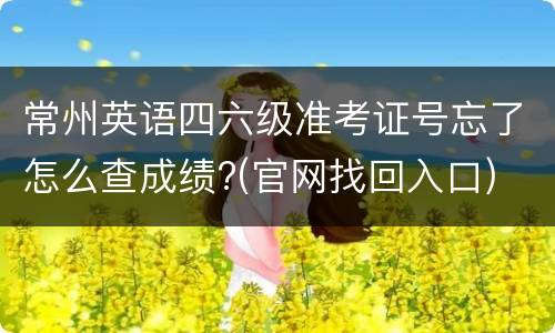 常州英语四六级准考证号忘了怎么查成绩?(官网找回入口)