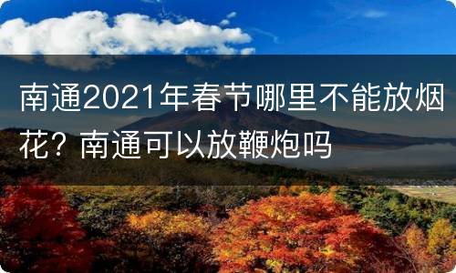 南通2021年春节哪里不能放烟花? 南通可以放鞭炮吗