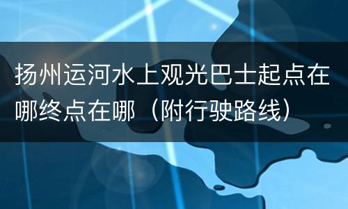 扬州运河水上观光巴士起点在哪终点在哪（附行驶路线）