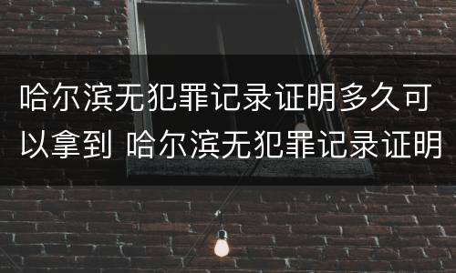 哈尔滨无犯罪记录证明多久可以拿到 哈尔滨无犯罪记录证明多久可以拿到手机