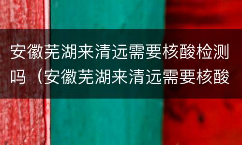 安徽芜湖来清远需要核酸检测吗（安徽芜湖来清远需要核酸检测吗今天）