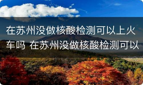 在苏州没做核酸检测可以上火车吗 在苏州没做核酸检测可以上火车吗现在