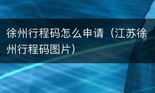 徐州行程码怎么申请（江苏徐州行程码图片）