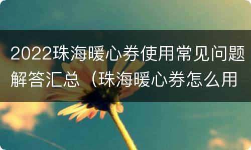 2022珠海暖心券使用常见问题解答汇总（珠海暖心券怎么用）