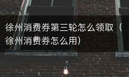 徐州消费券第三轮怎么领取（徐州消费券怎么用）