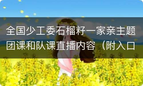 全国少工委石榴籽一家亲主题团课和队课直播内容（附入口）