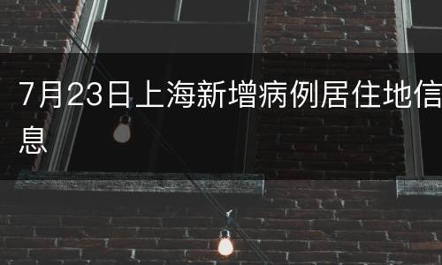 7月23日上海新增病例居住地信息