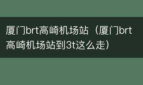 厦门brt高崎机场站（厦门brt高崎机场站到3t这么走）