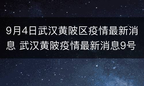 9月4日武汉黄陂区疫情最新消息 武汉黄陂疫情最新消息9号