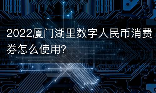 2022厦门湖里数字人民币消费券怎么使用？