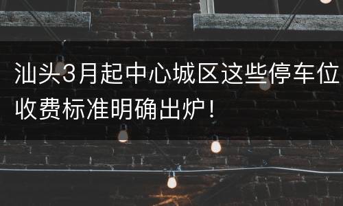 汕头3月起中心城区这些停车位收费标准明确出炉！