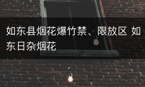 如东县烟花爆竹禁、限放区 如东日杂烟花