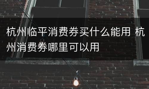 杭州临平消费券买什么能用 杭州消费券哪里可以用