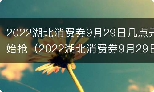 2022湖北消费券9月29日几点开始抢（2022湖北消费券9月29日几点开始抢票）