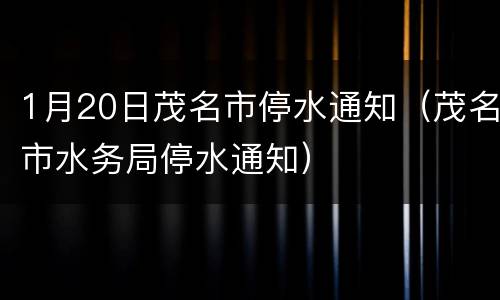 1月20日茂名市停水通知（茂名市水务局停水通知）