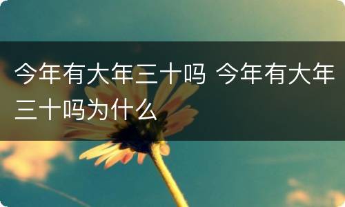 今年有大年三十吗 今年有大年三十吗为什么