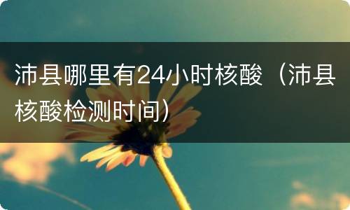 沛县哪里有24小时核酸（沛县核酸检测时间）