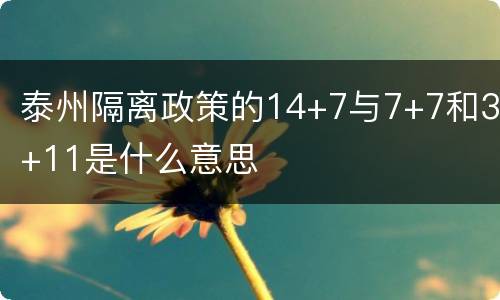 泰州隔离政策的14+7与7+7和3+11是什么意思