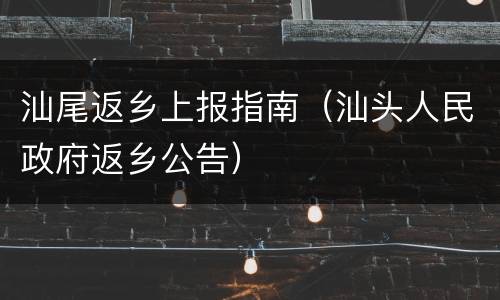 汕尾返乡上报指南（汕头人民政府返乡公告）