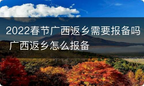 2022春节广西返乡需要报备吗 广西返乡怎么报备