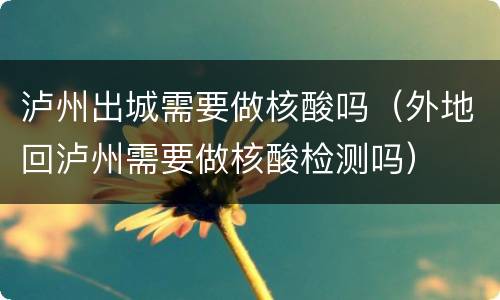 泸州出城需要做核酸吗（外地回泸州需要做核酸检测吗）