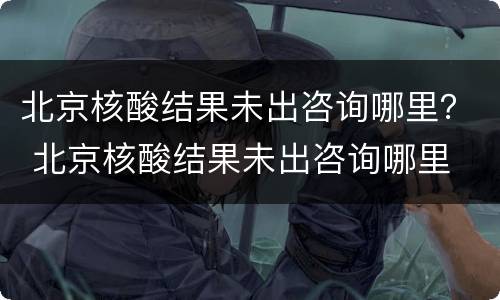 北京核酸结果未出咨询哪里？ 北京核酸结果未出咨询哪里
