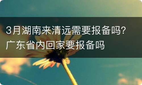 3月湖南来清远需要报备吗？ 广东省内回家要报备吗
