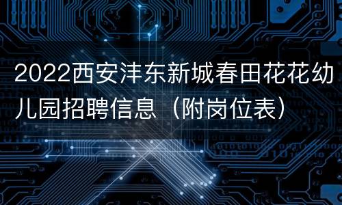 2022西安沣东新城春田花花幼儿园招聘信息（附岗位表）