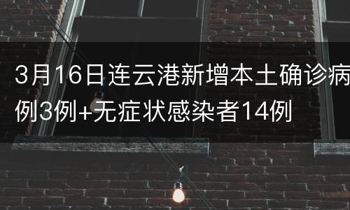 3月16日连云港新增本土确诊病例3例+无症状感染者14例