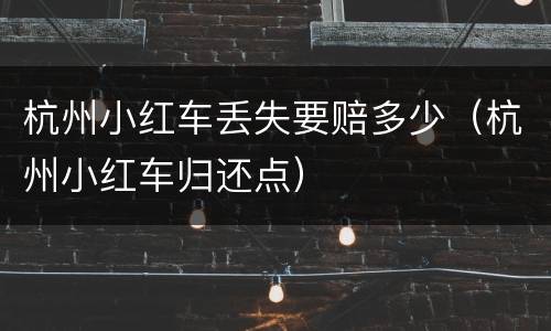 杭州小红车丢失要赔多少（杭州小红车归还点）