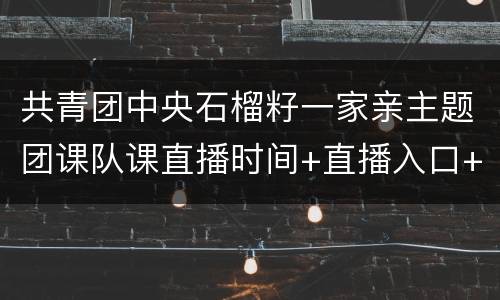 共青团中央石榴籽一家亲主题团课队课直播时间+直播入口+节目单
