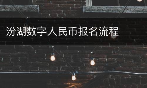 汾湖数字人民币报名流程