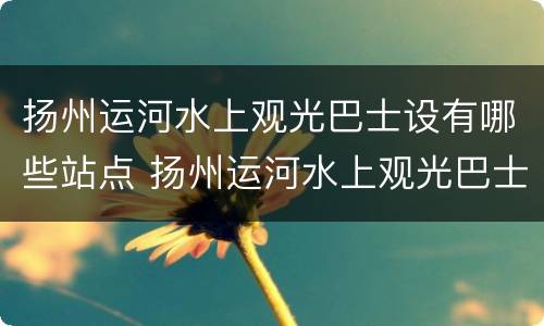 扬州运河水上观光巴士设有哪些站点 扬州运河水上观光巴士购票